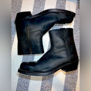 NWOT Mens Black Old West Leather Biker Cowboy Zip Up  Boots